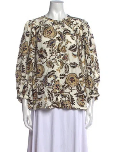 Pre-owned Ba&sh Paisley Print Crew Neck Blouse In Neutral