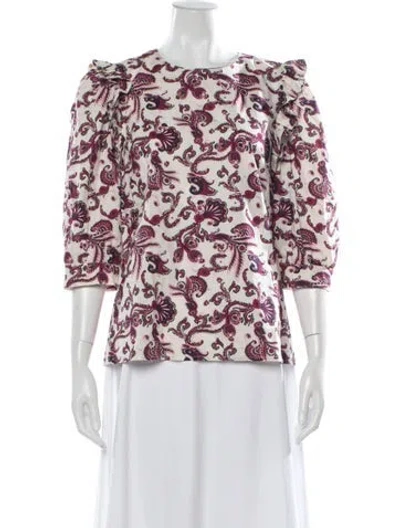 Pre-owned Ba&sh Paisley Print Crew Neck Blouse In Neutrals
