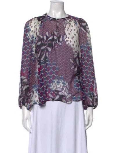 Pre-owned Ba&sh Paisley Print Crew Neck Blouse In Pink