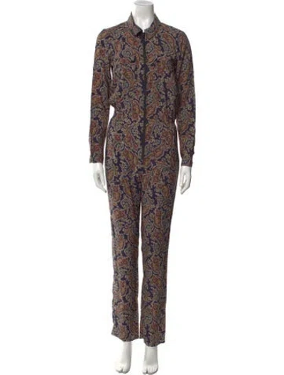 Pre-owned Ba&sh Paisley Print Jumpsuit W/ Tags In Blue