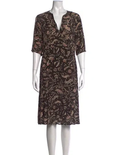 Pre-owned Ba&sh Paisley Print Knee-length Dress In Brown
