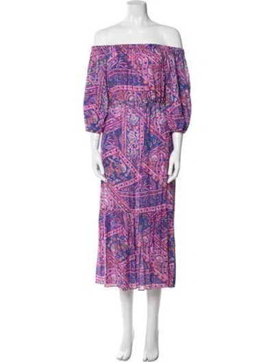 Pre-owned Ba&sh Paisley Print Long Dress In Blue