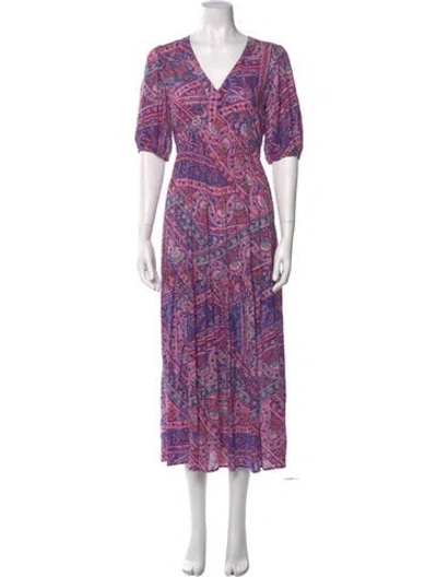 Pre-owned Ba&sh Paisley Print Long Dress In Blue