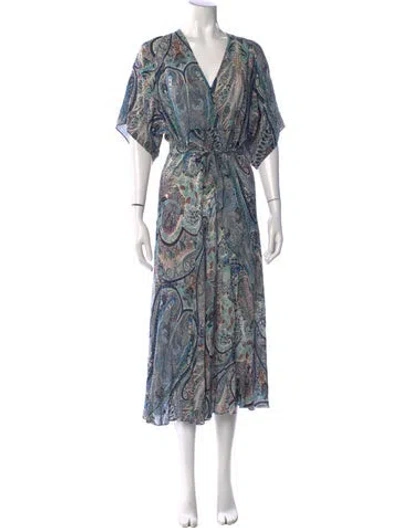 Pre-owned Ba&sh Paisley Print Long Dress In Blue
