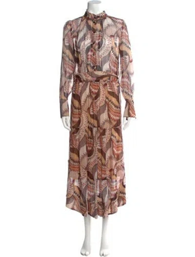 Pre-owned Ba&sh Paisley Print Long Dress In Brown