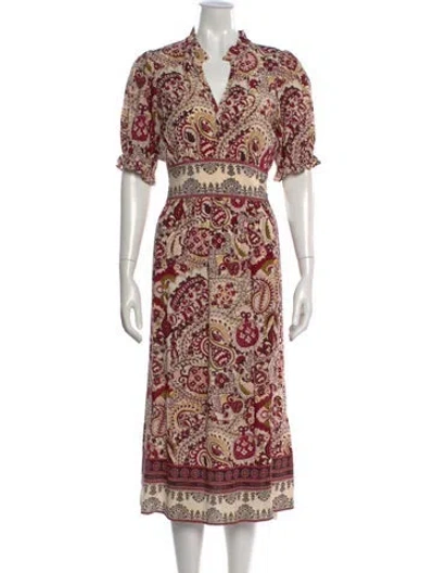 Pre-owned Ba&sh Paisley Print Long Dress In Burgundy