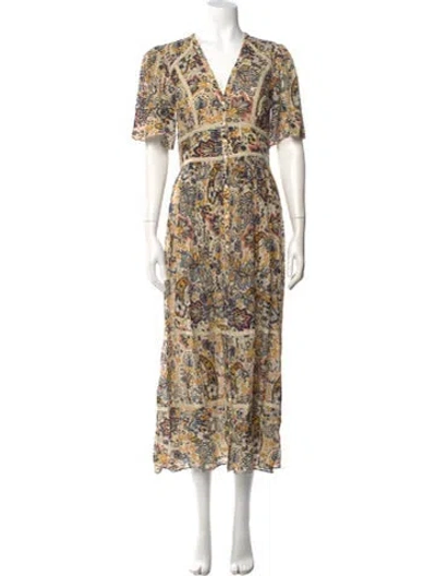 Pre-owned Ba&sh Paisley Print Long Dress In Neutral