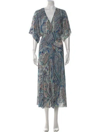 Pre-owned Ba&sh Paisley Print Long Dress In Neutral