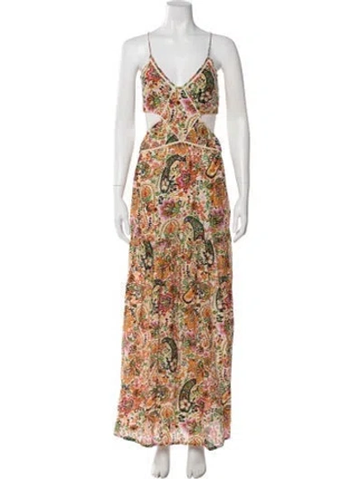 Pre-owned Ba&sh Paisley Print Long Dress In Neutral