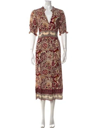 Pre-owned Ba&sh Paisley Print Long Dress In Neutrals