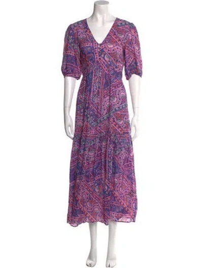 Pre-owned Ba&sh Paisley Print Long Dress In Purple