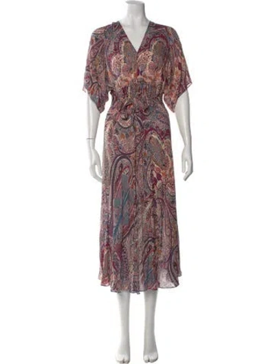 Pre-owned Ba&sh Paisley Print Long Dress In Purple