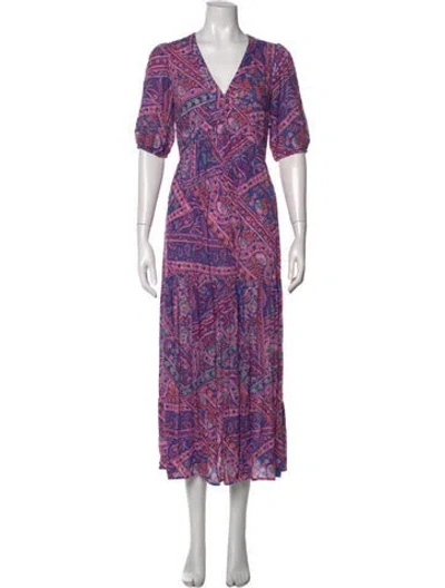 Pre-owned Ba&sh Paisley Print Long Dress In Purple