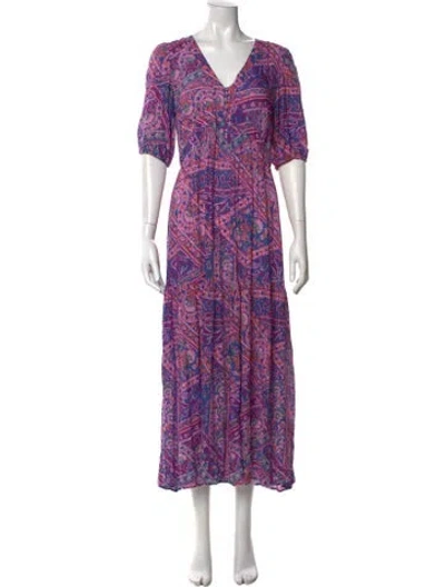 Pre-owned Ba&sh Paisley Print Long Dress In Purple