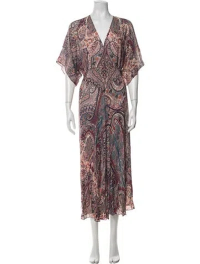 Pre-owned Ba&sh Paisley Print Long Dress In Purple