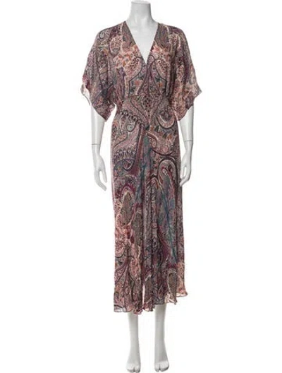 Pre-owned Ba&sh Paisley Print Long Dress In Purple