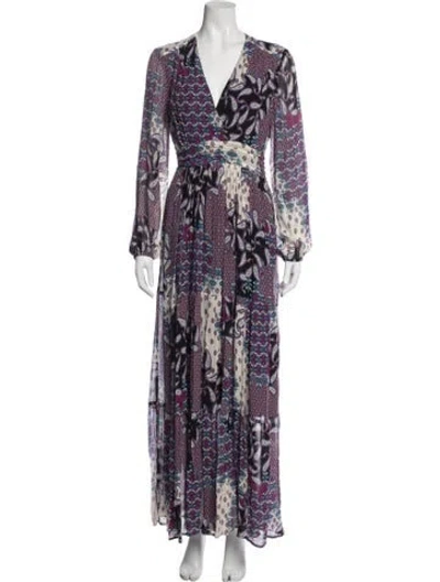 Pre-owned Ba&sh Paisley Print Long Dress In Purple