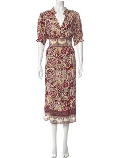 Pre-owned Ba&sh Paisley Print Long Dress In Red