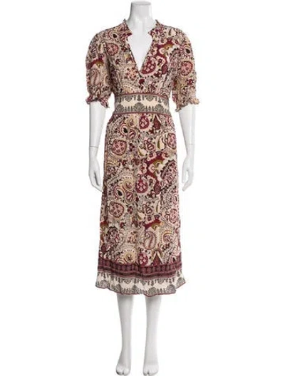 Pre-owned Ba&sh Paisley Print Long Dress In Red