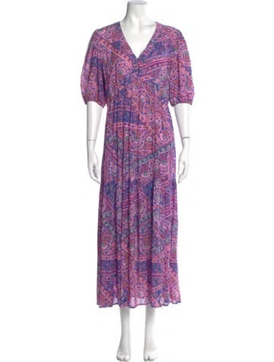 Pre-owned Ba&sh Paisley Print Long Dress W/ Tags In Blue