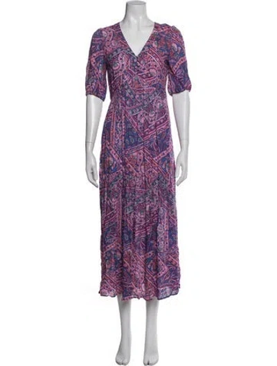 Pre-owned Ba&sh Paisley Print Long Dress W/ Tags In Blue