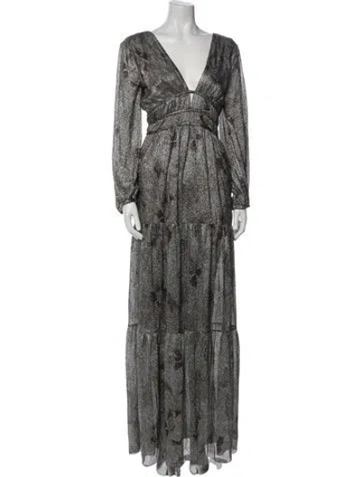 Pre-owned Ba&sh Paisley Print Long Dress W/ Tags In Silver