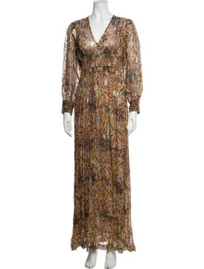 Pre-owned Ba&sh Paisley Print Long Dress W/ Tags In Yellow