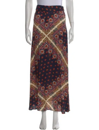 Pre-owned Ba&sh Paisley Print Long Skirt In Blue