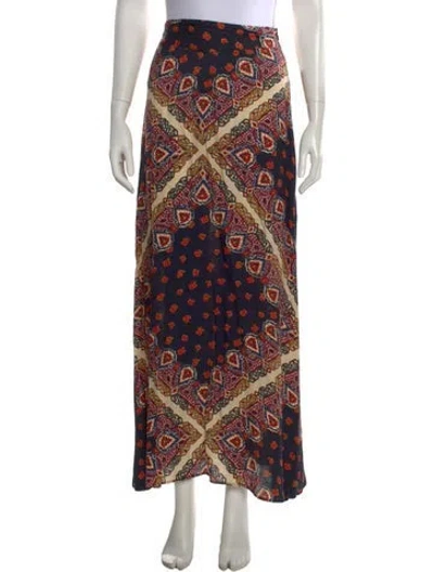 Pre-owned Ba&sh Paisley Print Long Skirt In Blue