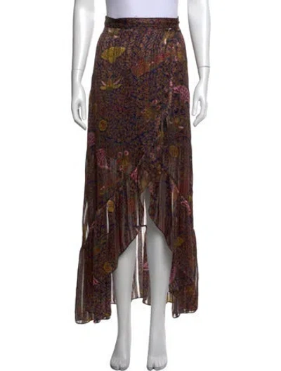 Pre-owned Ba&sh Paisley Print Long Skirt In Gold