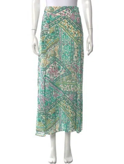 Pre-owned Ba&sh Paisley Print Long Skirt In Green