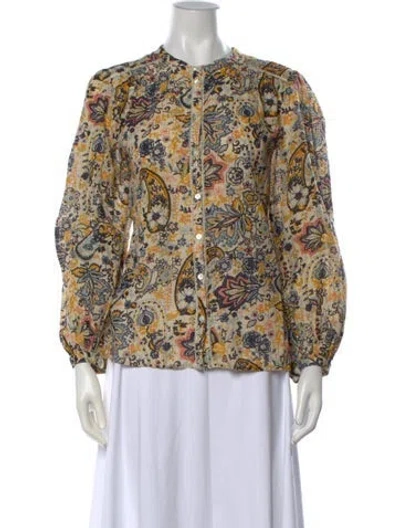 Pre-owned Ba&sh Paisley Print Long Sleeve Blouse In Yellow