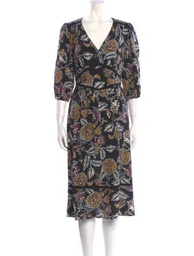 Pre-owned Ba&sh Paisley Print Midi Length Dress In Black