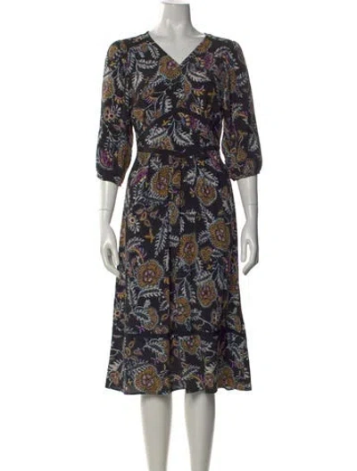 Pre-owned Ba&sh Paisley Print Midi Length Dress In Black