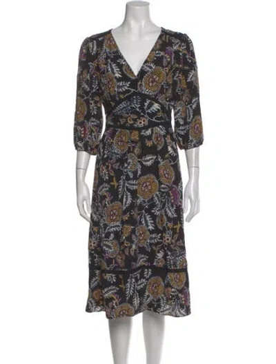Pre-owned Ba&sh Paisley Print Midi Length Dress In Black