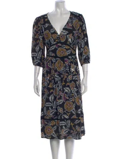 Pre-owned Ba&sh Paisley Print Midi Length Dress In Black