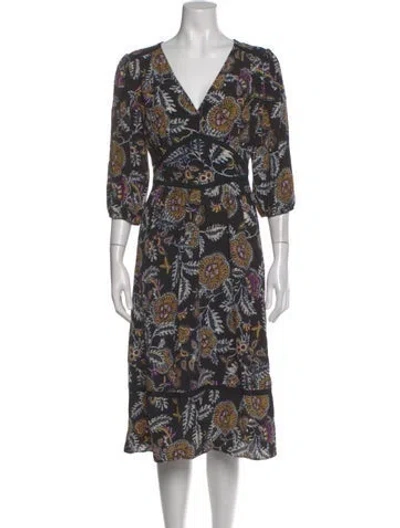 Pre-owned Ba&sh Paisley Print Midi Length Dress In Black