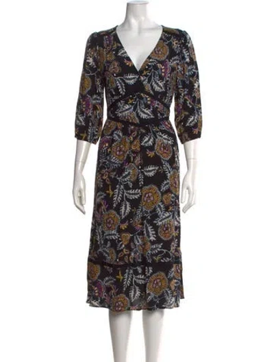 Pre-owned Ba&sh Paisley Print Midi Length Dress In Black