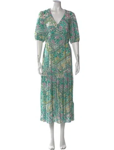 Pre-owned Ba&sh Paisley Print Midi Length Dress In Blue