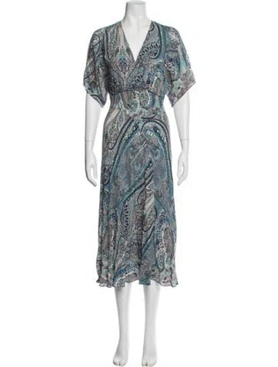 Pre-owned Ba&sh Paisley Print Midi Length Dress In Blue