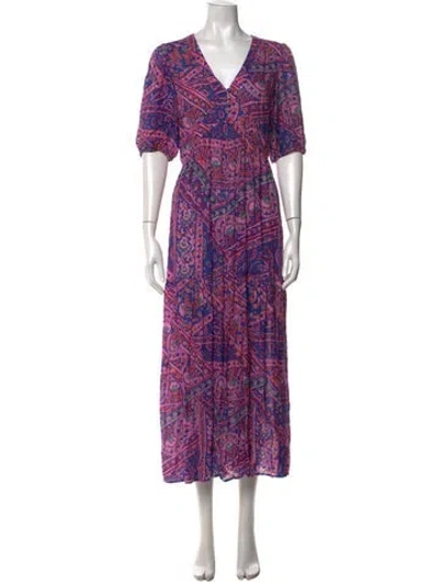 Pre-owned Ba&sh Paisley Print Midi Length Dress In Blue