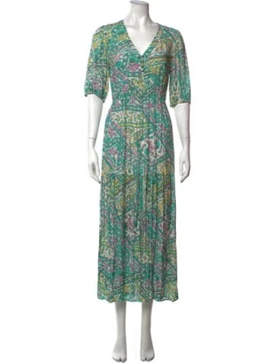 Pre-owned Ba&sh Paisley Print Midi Length Dress In Blue