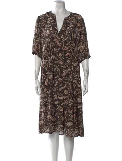 Pre-owned Ba&sh Paisley Print Midi Length Dress In Brown