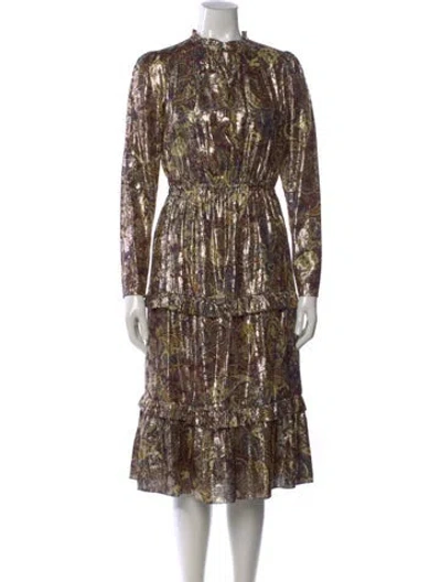 Pre-owned Ba&sh Paisley Print Midi Length Dress In Brown