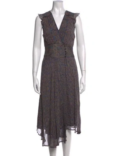 Pre-owned Ba&sh Paisley Print Midi Length Dress In Multi