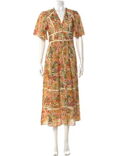 Pre-owned Ba&sh Paisley Print Midi Length Dress In Neutral