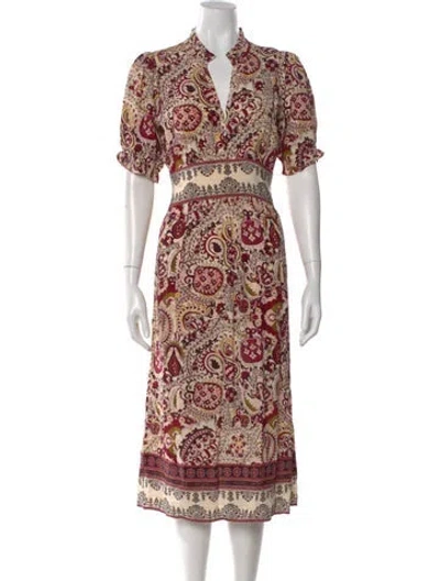 Pre-owned Ba&sh Paisley Print Midi Length Dress In Neutral