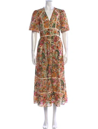 Pre-owned Ba&sh Paisley Print Midi Length Dress In Neutral