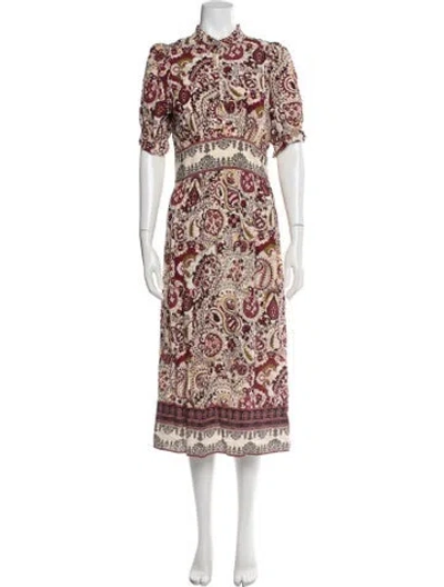Pre-owned Ba&sh Paisley Print Midi Length Dress In Neutrals