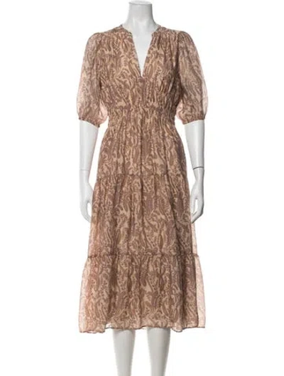 Pre-owned Ba&sh Paisley Print Midi Length Dress In Neutrals